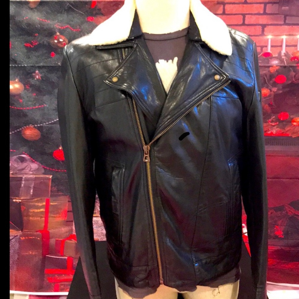 Boss Shearling Lambskin leather motorcycle jacket